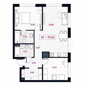 Квартира 70,9 м², 2-комнатная - изображение 1