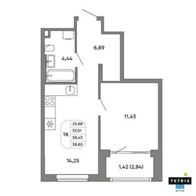 Квартира 38,4 м², 1-комнатная - изображение 1