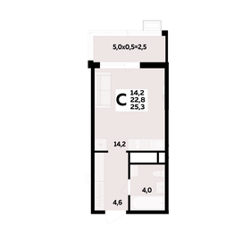 Квартира 25,3 м², 1-комнатная - изображение 1