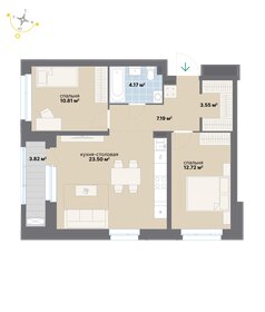 Квартира 65,8 м², 2-комнатная - изображение 1