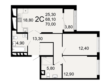 Квартира 70 м², 2-комнатная - изображение 1