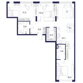 Квартира 100,7 м², 3-комнатная - изображение 1
