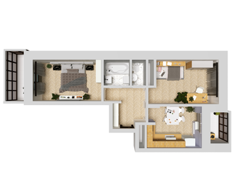 Квартира 58,1 м², 2-комнатная - изображение 2