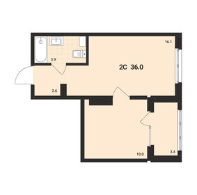 Квартира 36 м², 2-комнатная - изображение 1