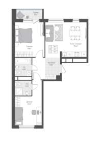 Квартира 63,2 м², 2-комнатная - изображение 1