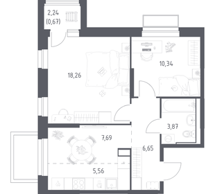 Квартира 53 м², 2-комнатная - изображение 1