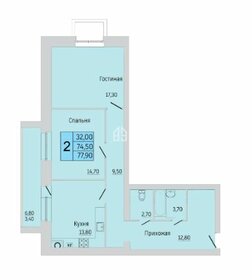 Квартира 74,3 м², 2-комнатная - изображение 1