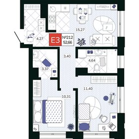 Квартира 52,7 м², 2-комнатная - изображение 1