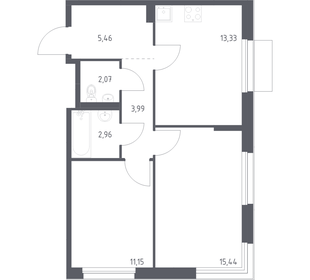 Квартира 54,4 м², 2-комнатная - изображение 1