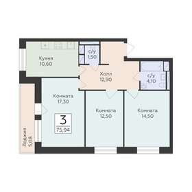 Квартира 75,9 м², 3-комнатная - изображение 2