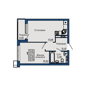 Квартира 42,3 м², 1-комнатная - изображение 1