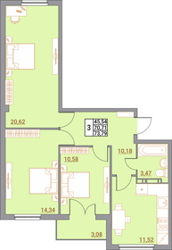 Квартира 73,8 м², 3-комнатная - изображение 1