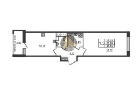 Квартира 39,8 м², 1-комнатная - изображение 1