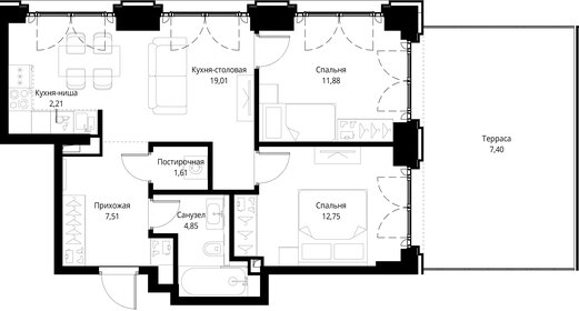 Квартира 67,2 м², 2-комнатная - изображение 2
