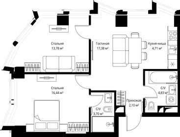 Квартира 66 м², 2-комнатная - изображение 2