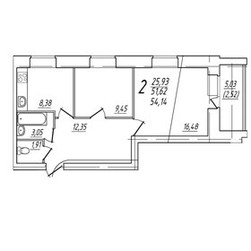 Квартира 54,1 м², 2-комнатная - изображение 1