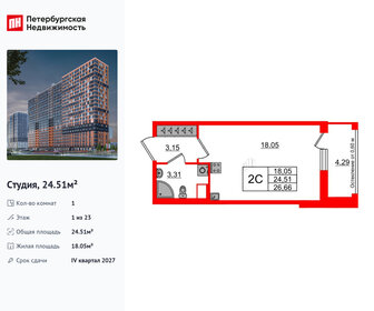 Квартира 24,5 м², студия - изображение 1
