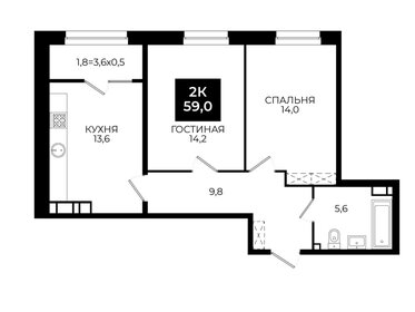 Квартира 59 м², 2-комнатная - изображение 1