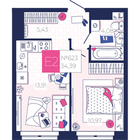 Квартира 34,4 м², 1-комнатная - изображение 1