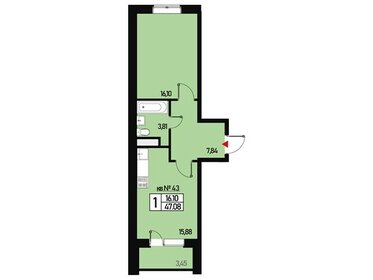 Квартира 43 м², 1-комнатная - изображение 1