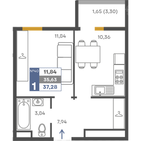 Квартира 35,6 м², 1-комнатная - изображение 1