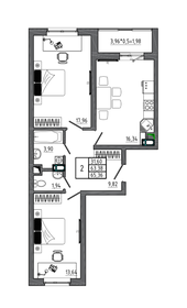 Квартира 65,4 м², 2-комнатная - изображение 1