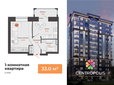 Квартира 33 м², 1-комнатная - изображение 1