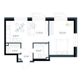Квартира 47,5 м², 2-комнатная - изображение 1