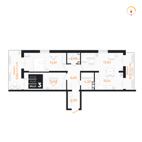 Квартира 80,1 м², 3-комнатная - изображение 1