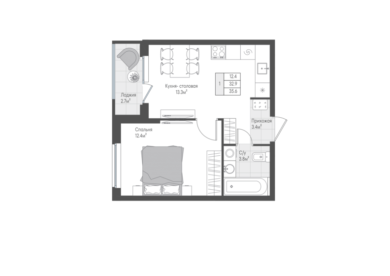 35,6 м², 1-комнатная квартира 5 621 521 ₽ - изображение 15