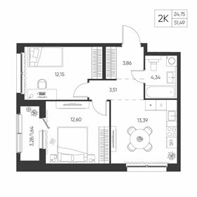 Квартира 51,5 м², 2-комнатная - изображение 1
