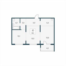 Квартира 59,1 м², 3-комнатная - изображение 1