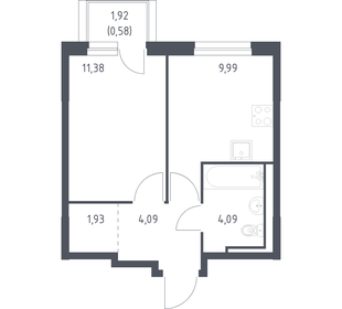 Квартира 32,1 м², 1-комнатная - изображение 1