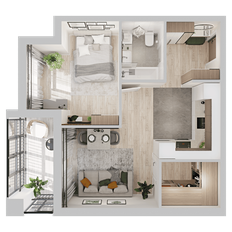 Квартира 46,2 м², 1-комнатная - изображение 2