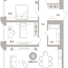 Квартира 108,2 м², 2-комнатная - изображение 3