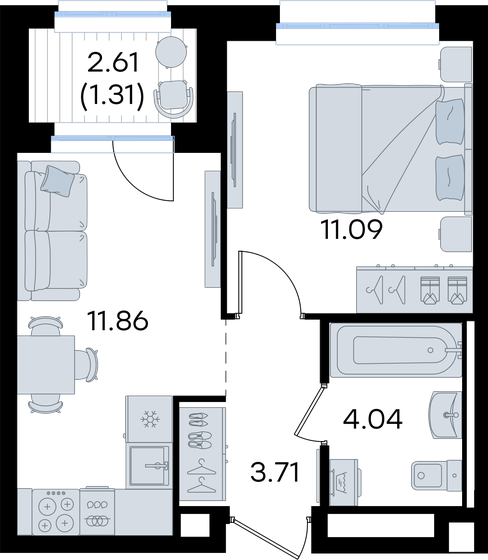 31 м², 1-комнатная квартира 11 399 999 ₽ - изображение 41