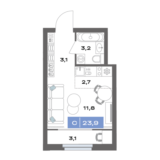 21,1 м², квартира-студия 4 255 556 ₽ - изображение 36