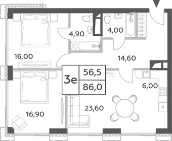 Квартира 86 м², 3-комнатная - изображение 1