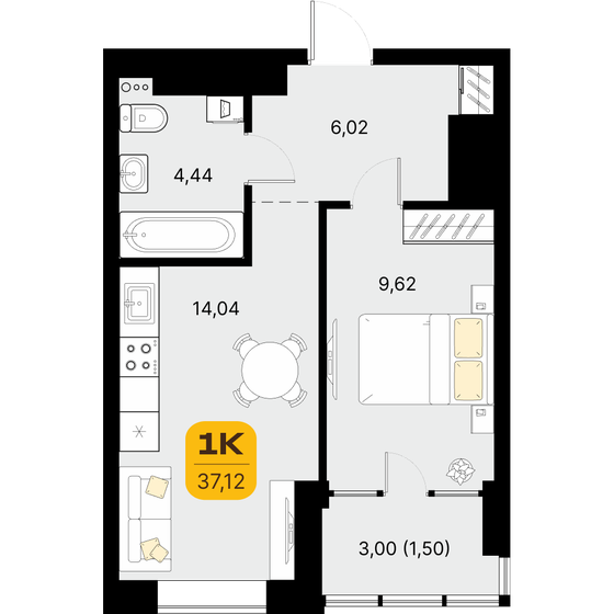 34,1 м², 1-комнатная квартира 5 203 573 ₽ - изображение 17