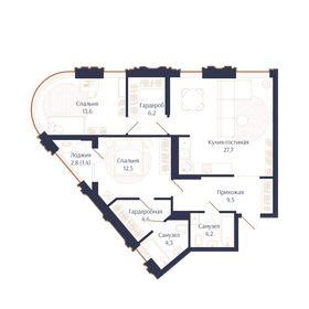 Квартира 84 м², 2-комнатная - изображение 1
