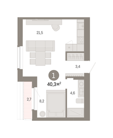 Квартира 40,3 м², 1-комнатная - изображение 1