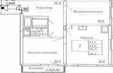 Квартира 53,4 м², 2-комнатная - изображение 2