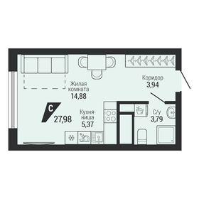 Квартира 28 м², 1-комнатная - изображение 1