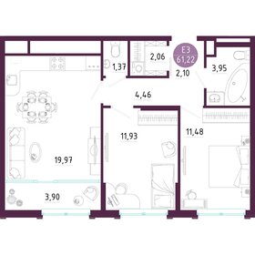 Квартира 61,2 м², 2-комнатная - изображение 1