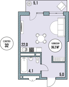 Квартира 36,2 м², студия - изображение 2