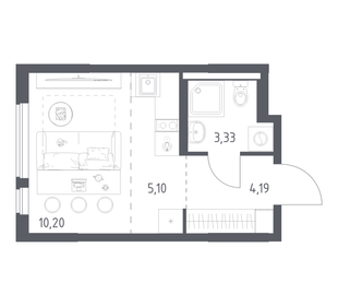 Квартира 22,8 м², студия - изображение 1
