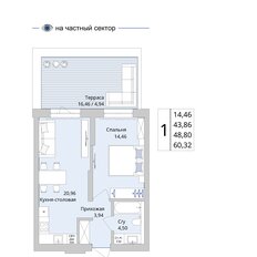 Квартира 48,8 м², 1-комнатная - изображение 3