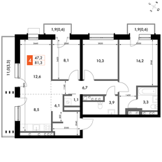 Квартира 81,3 м², 4-комнатная - изображение 2