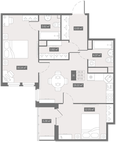Квартира 67,6 м², 2-комнатная - изображение 1