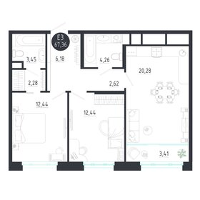 Квартира 67,4 м², 2-комнатная - изображение 1
